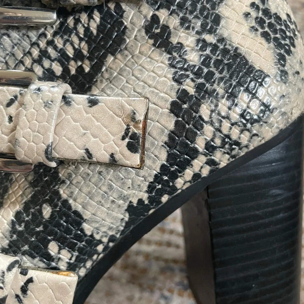 Steve Madden Black and Cream Snakeskin Ankle Boots - Picture 7 of 8